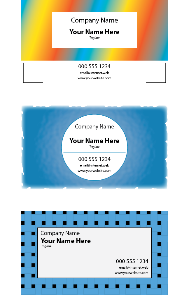 various business card designs, Adobe Illustrator